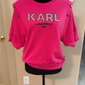 Karl Lagerfeld Fuchsia Button-Accent Top